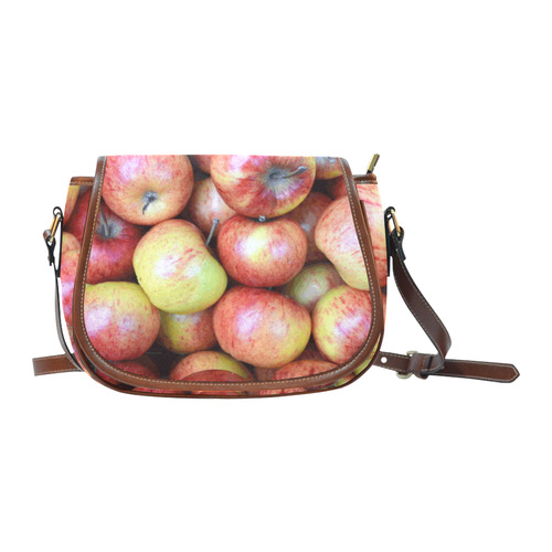 Autumn Apples Red Green Fruit Saddle Bag/Large (Model 1649)