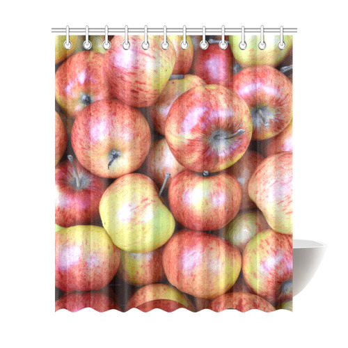 Autumn Apples Red Green Fruit Shower Curtain 72"x84"