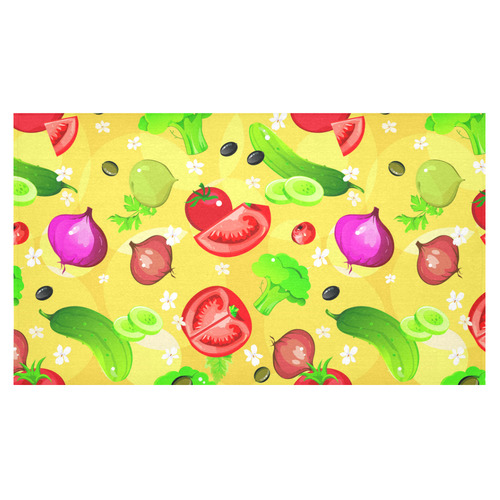 Vegetables Tomatoes Olives Cucumbers Onions Cotton Linen Tablecloth 60"x 104"