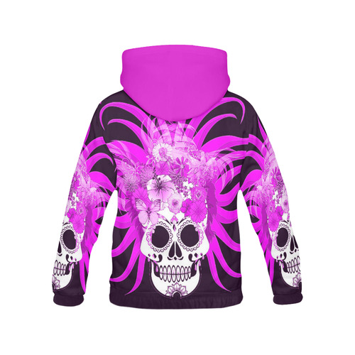 hippie skull,pink All Over Print Hoodie for Women (USA Size) (Model H13)