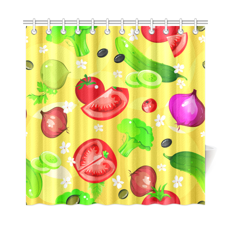 Vegetables Tomatoes Olives Cucumbers Onions Shower Curtain 72"x72" ID