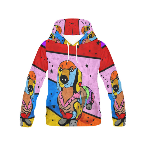 Dachshund by Nico Bielow All Over Print Hoodie for Women (USA Size) (Model H13)