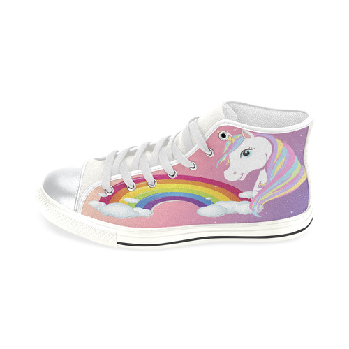Unicorn Rainbow High Top Canvas Shoes for Kid (Model 017)