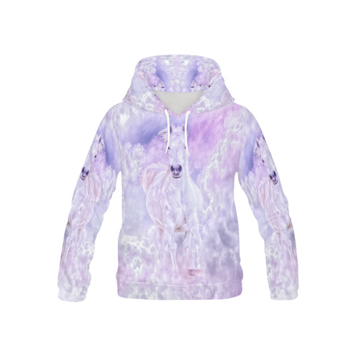 Girly Romantic Horse Of Clouds All Over Print Hoodie for Kid (USA Size) (Model H13)