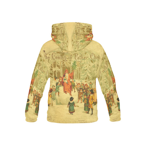The Coming of Father Christmas Vintage Painting All Over Print Hoodie for Kid (USA Size) (Model H13)