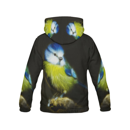 Little Cute Blue Tit All Over Print Hoodie for Women (USA Size) (Model H13)