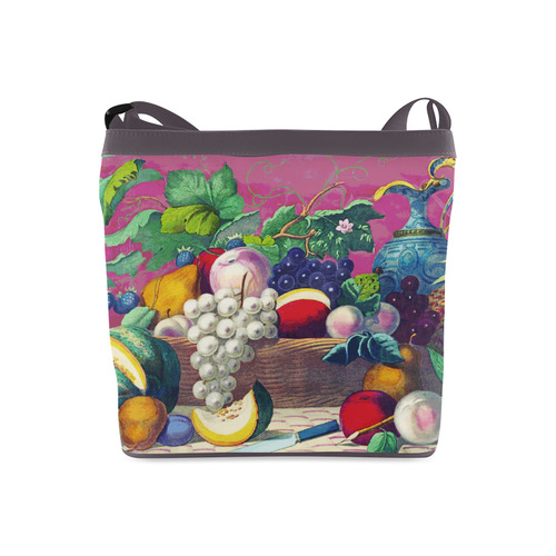 Vintage Fruit Melon Pear Grape Floral Crossbody Bags (Model 1613)