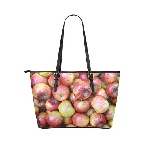 Autumn Apples Red Green Fruit Leather Tote Bag/Small (Model 1651)