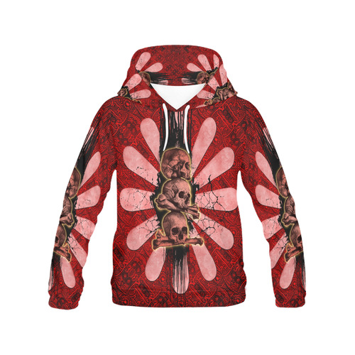 Skulls on a flower All Over Print Hoodie for Women (USA Size) (Model H13)