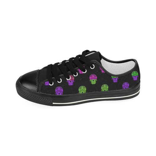 Color mix Skulls B by JamColors Women's Classic Canvas Shoes (Model 018)