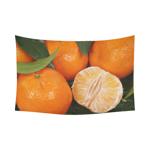 Oranges & Peeled Orange Fruit Cotton Linen Wall Tapestry 90"x 60"