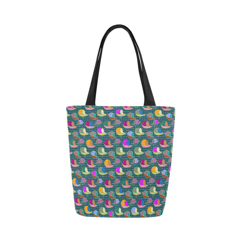 Simply Geometric Cute Birds Pattern Colored Canvas Tote Bag (Model 1657)