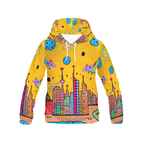Frankfurt by Nico Bielow All Over Print Hoodie for Women (USA Size) (Model H13)