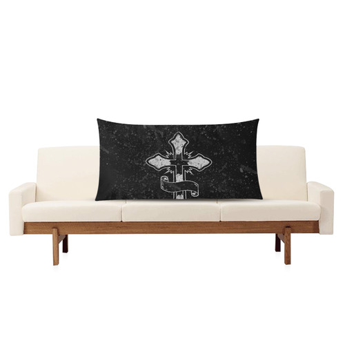 Distressed Cross Gothic Print Rectangle Pillow Case 20"x36"(Twin Sides)