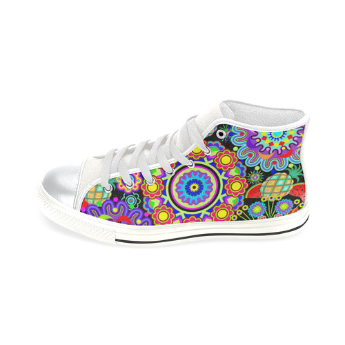 Mandalas and Exotic Fruits Pattern High Top Canvas Shoes for Kid (Model 017)