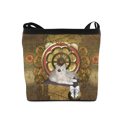 Steampunk, awseome cat clacks and gears Crossbody Bags (Model 1613)