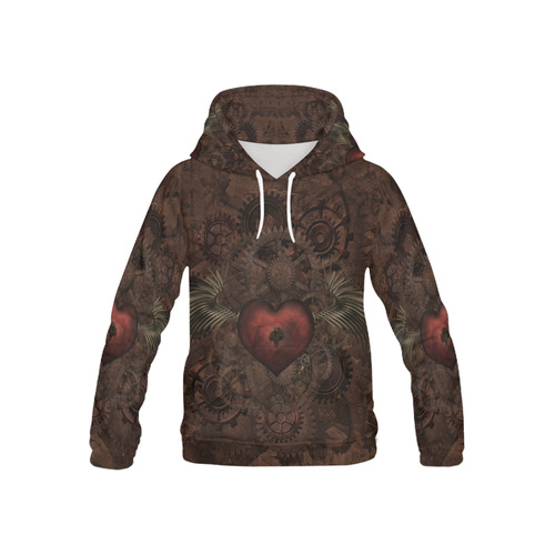Awesome Steampunk Heart In Vintage Look All Over Print Hoodie for Kid (USA Size) (Model H13)