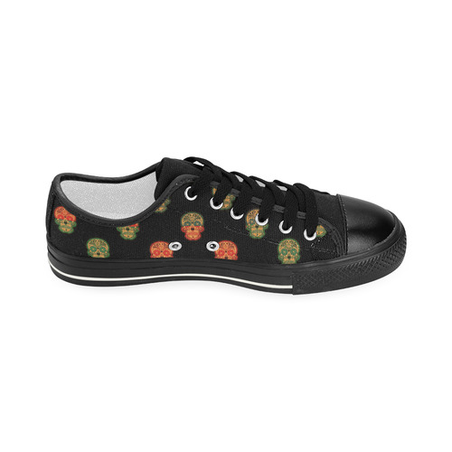 Color mix Skulls f by JamColors Women's Classic Canvas Shoes (Model 018)