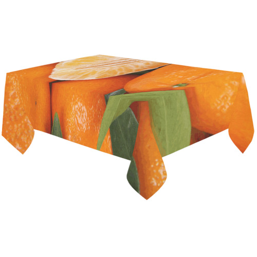 Oranges & Peeled Orange Fruit Cotton Linen Tablecloth 60"x120"