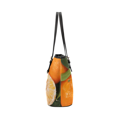 Oranges & Peeled Orange Fruit Leather Tote Bag/Small (Model 1651)