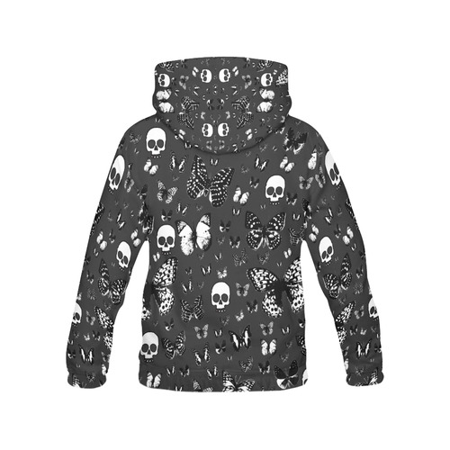 Black & White Skulls & Butterflies All Over Print Hoodie for Men (USA Size) (Model H13)