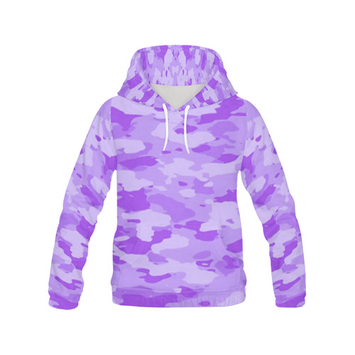 Purple Camo All Over Print Hoodie for Women (USA Size) (Model H13)