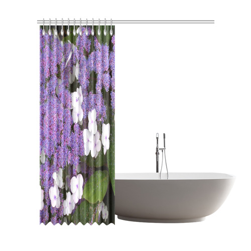 Hydrangea Purple White  Floral Shower Curtain 72"x84"