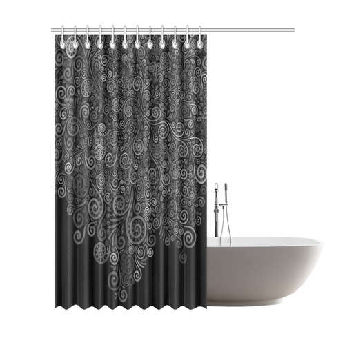 3D Black and White Rose Shower Curtain 72"x84"