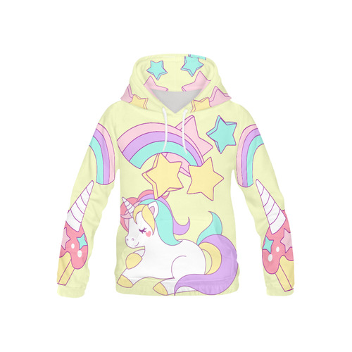 Kawaii Unicorn And Rainbow Stars All Over Print Hoodie for Kid (USA Size) (Model H13)