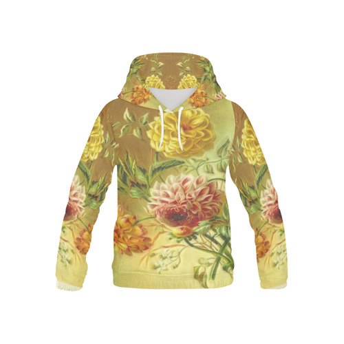 Lovely Vintage Flowers Dahlia And Jasmine All Over Print Hoodie for Kid (USA Size) (Model H13)