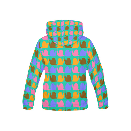 Whimsical Neon Snails Pattern All Over Print Hoodie for Kid (USA Size) (Model H13)