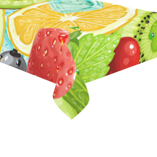 Strawberry Kiwi Orange Fruit Cotton Linen Tablecloth 60"x120"