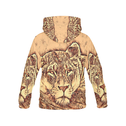 Animal ArtStudio Amazing Lion by JamColors All Over Print Hoodie for Women (USA Size) (Model H13)