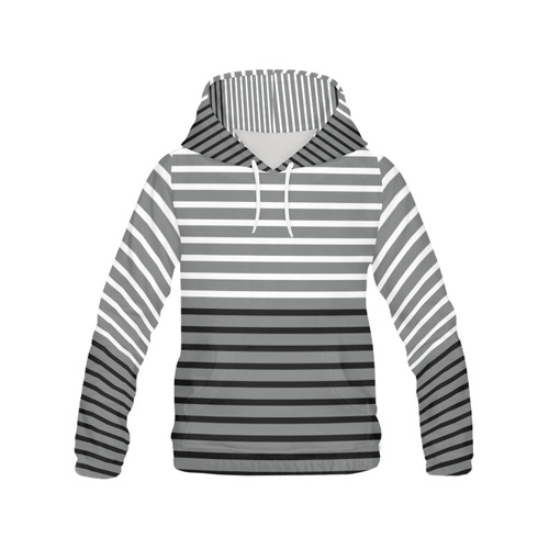 Narrow White & Black Flat Stripes Pattern All Over Print Hoodie for Men (USA Size) (Model H13)