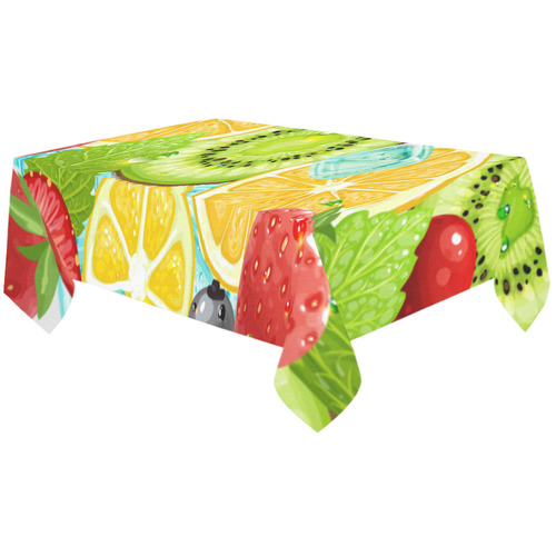 Strawberry Kiwi Orange Fruit Cotton Linen Tablecloth 60"x120"