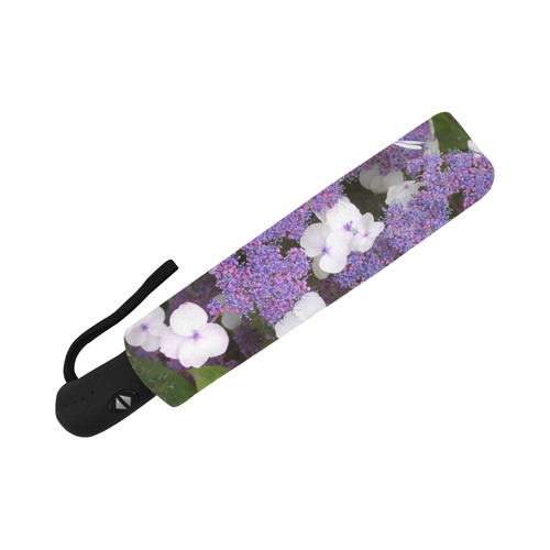 Hydrangea Purple White  Floral Auto-Foldable Umbrella (Model U04)