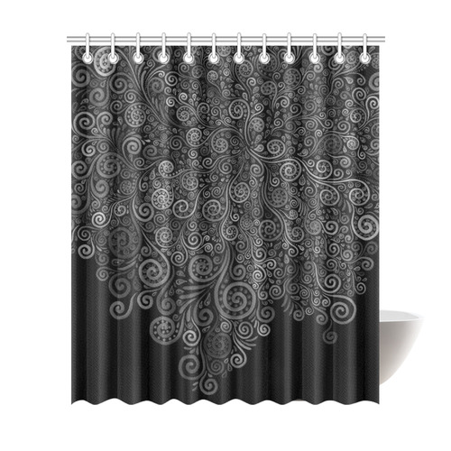 3D Black and White Rose Shower Curtain 72"x84"