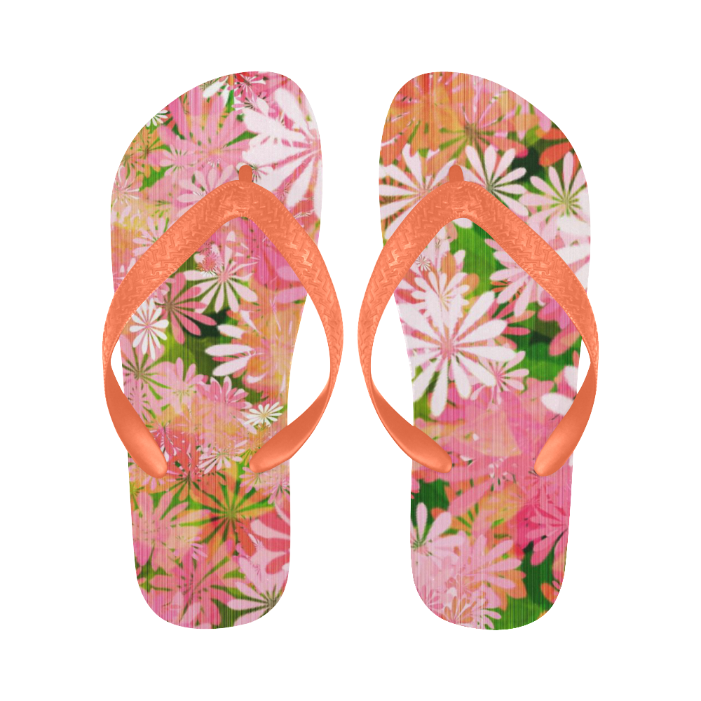 pink flower flip flops
