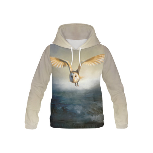 An barn owl flies over the lake All Over Print Hoodie for Kid (USA Size) (Model H13)