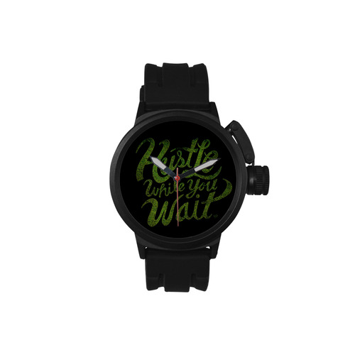 Hustle While You Wait Black and Green Men's Sports Watch(Model 309)