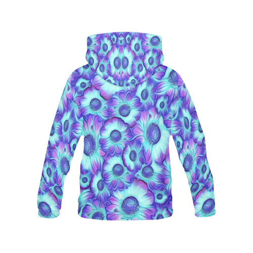 flashy blue flowers All Over Print Hoodie for Men (USA Size) (Model H13)