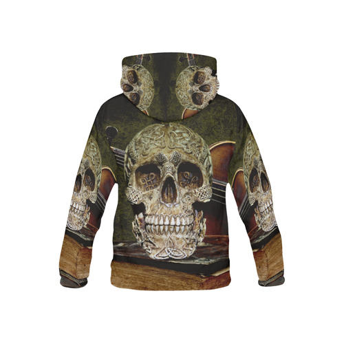 Funny Skull and Book All Over Print Hoodie for Kid (USA Size) (Model H13)