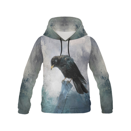 A beautiful painted black crow All Over Print Hoodie for Women (USA Size) (Model H13)