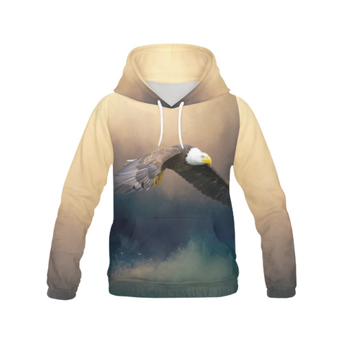 Painting flying american bald eagle All Over Print Hoodie for Women (USA Size) (Model H13)
