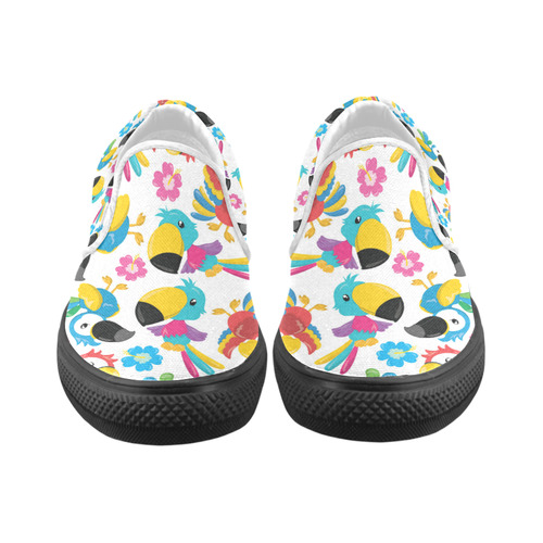 Tropical Birds Women's Slip-on Canvas Shoes (Model 019)