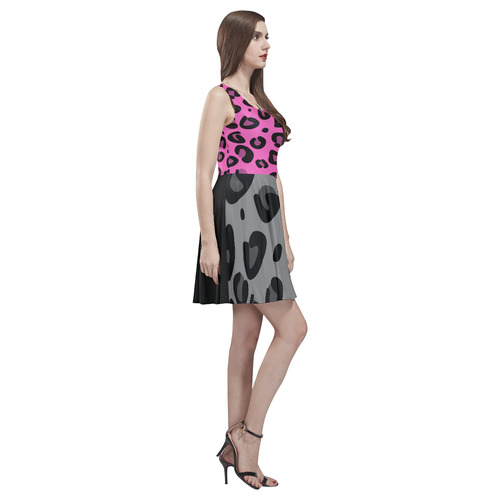 Luxury leopard summer dress / pink, grey Thea Sleeveless Skater Dress(Model D19)