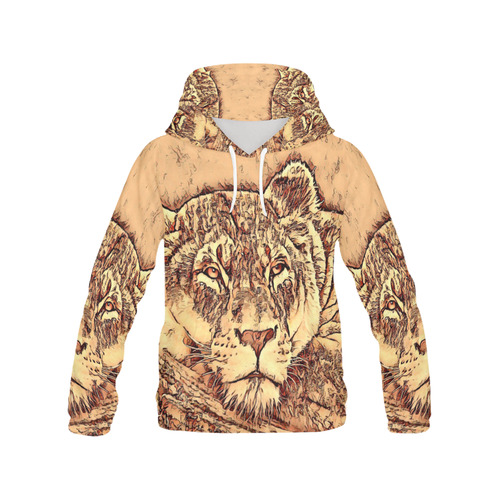 Animal ArtStudio Amazing Lion by JamColors All Over Print Hoodie for Women (USA Size) (Model H13)