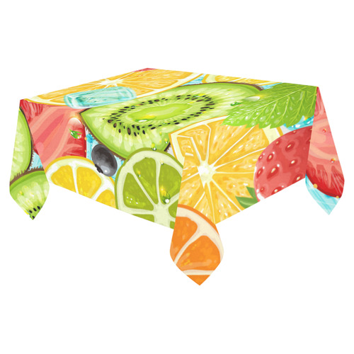 Strawberry Kiwi Orange Fruit Cotton Linen Tablecloth 52"x 70"
