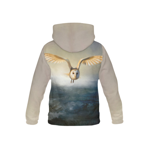 An barn owl flies over the lake All Over Print Hoodie for Kid (USA Size) (Model H13)