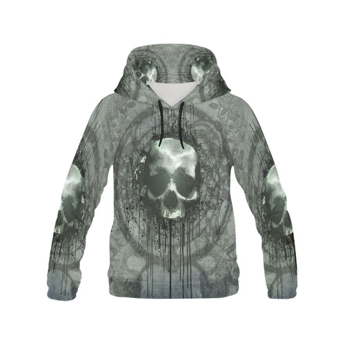 Awesome skull with bones and grunge All Over Print Hoodie for Men (USA Size) (Model H13)